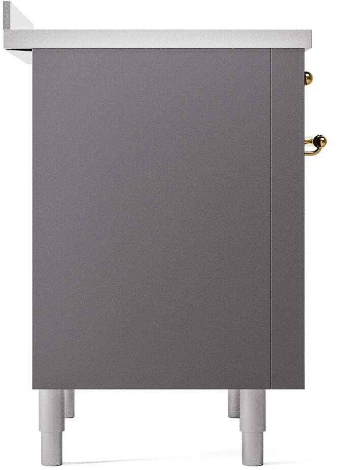 Nostalgie II 36 Inch Electric Freestanding Range in Matte Graphite with Brass Trim