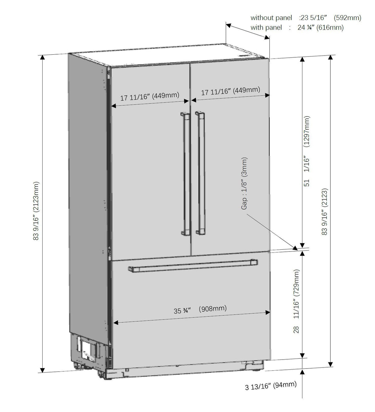36" French Door Panel