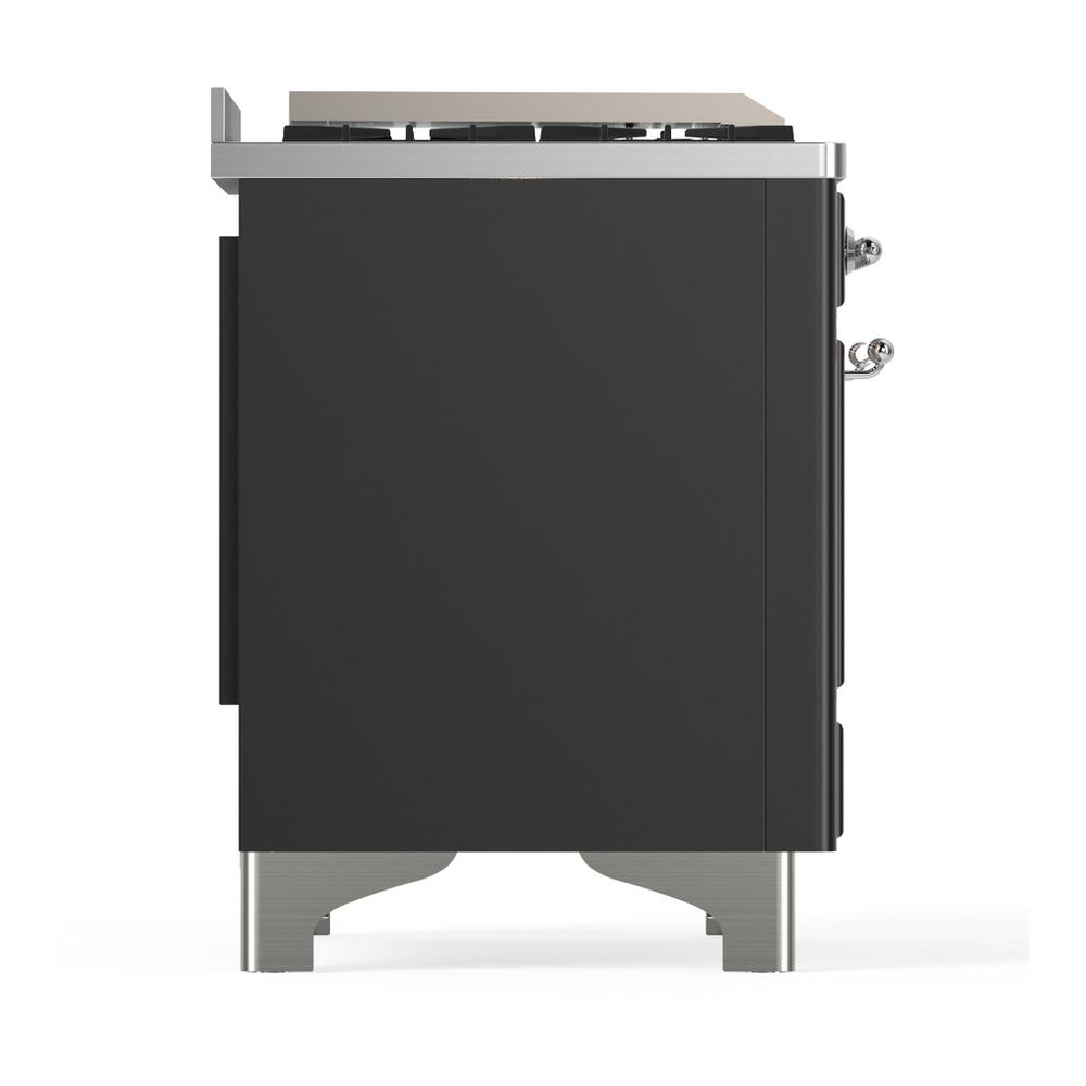 ILVE UM48FQNR3MGC Majestic III 48 inch Dual Fuel Range with 8 Burners and Griddle, Dual Function Burner up to 25,000 BTU (Natural Gas, Solid Door, Graphite Matte, Chrome)