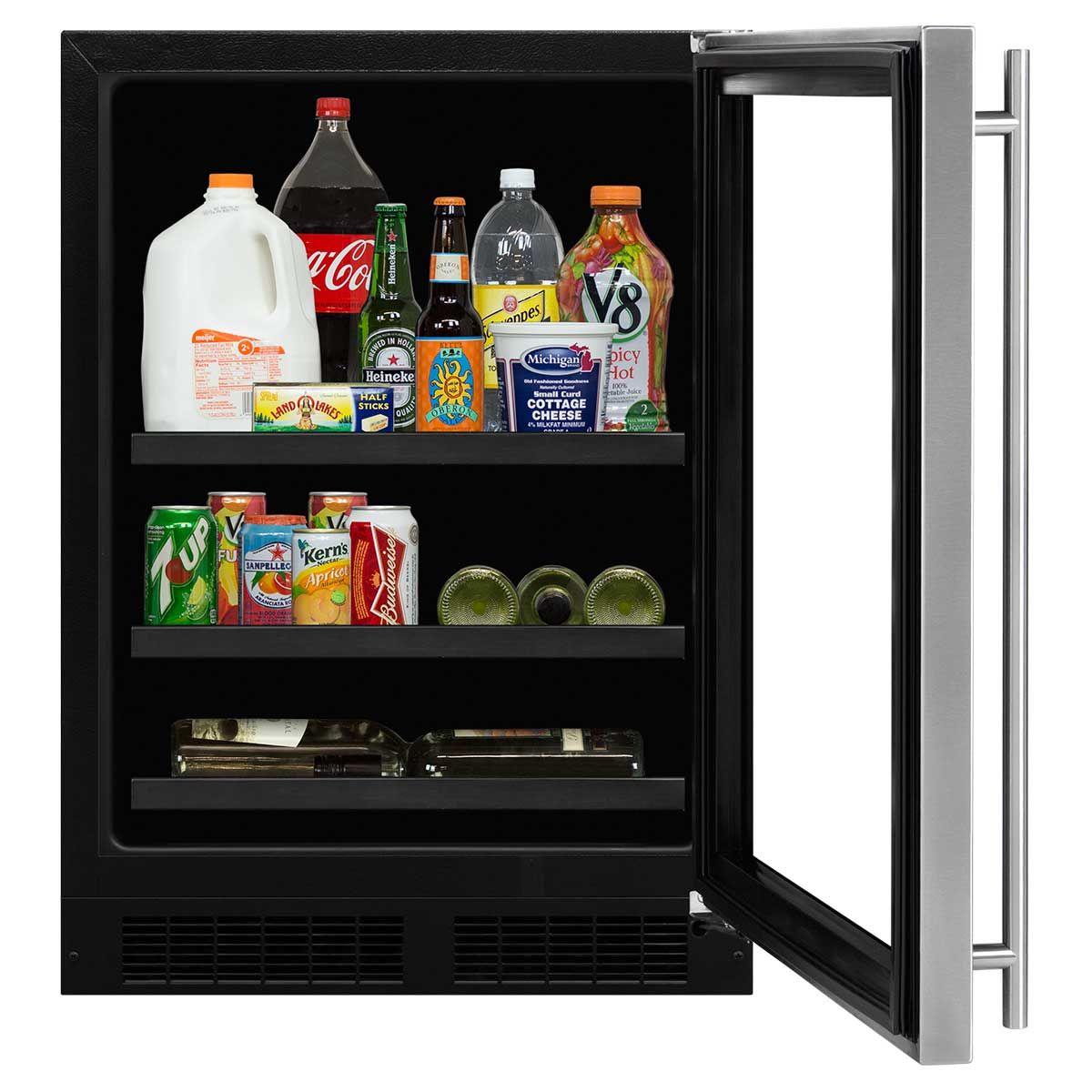 24-In Built-In Beverage Center With Split Convertible Shelves with Door Style - Stainless Steel Frame Glass, Door Swing - Right