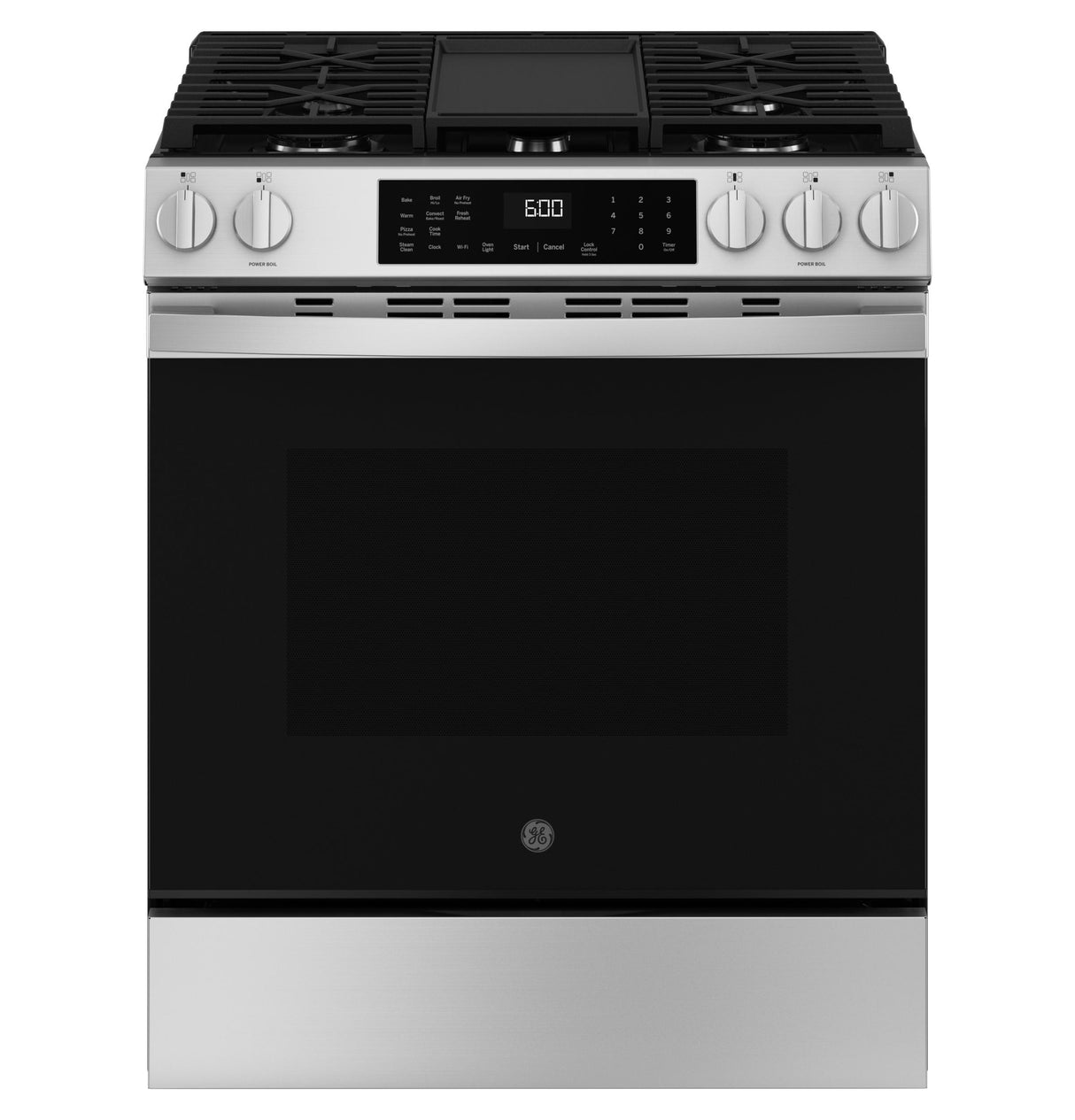 GE® 30" Slide-In Front-Control Convection Gas Range with No Preheat Air Fry and EasyWash™ Oven Tray