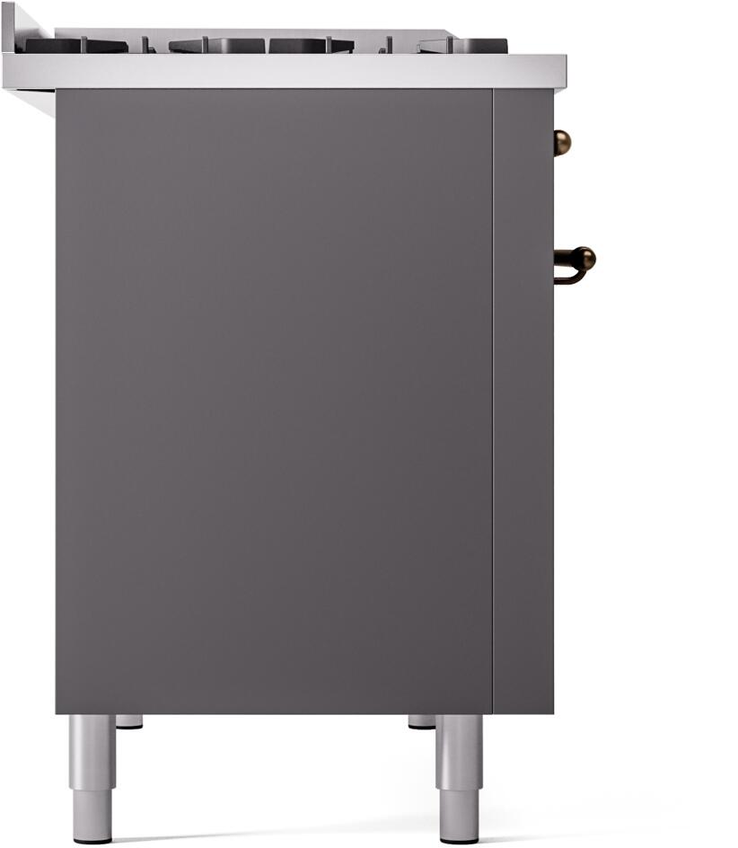 Nostalgie II 48 Inch Dual Fuel Natural Gas Freestanding Range in Matte Graphite with Bronze Trim