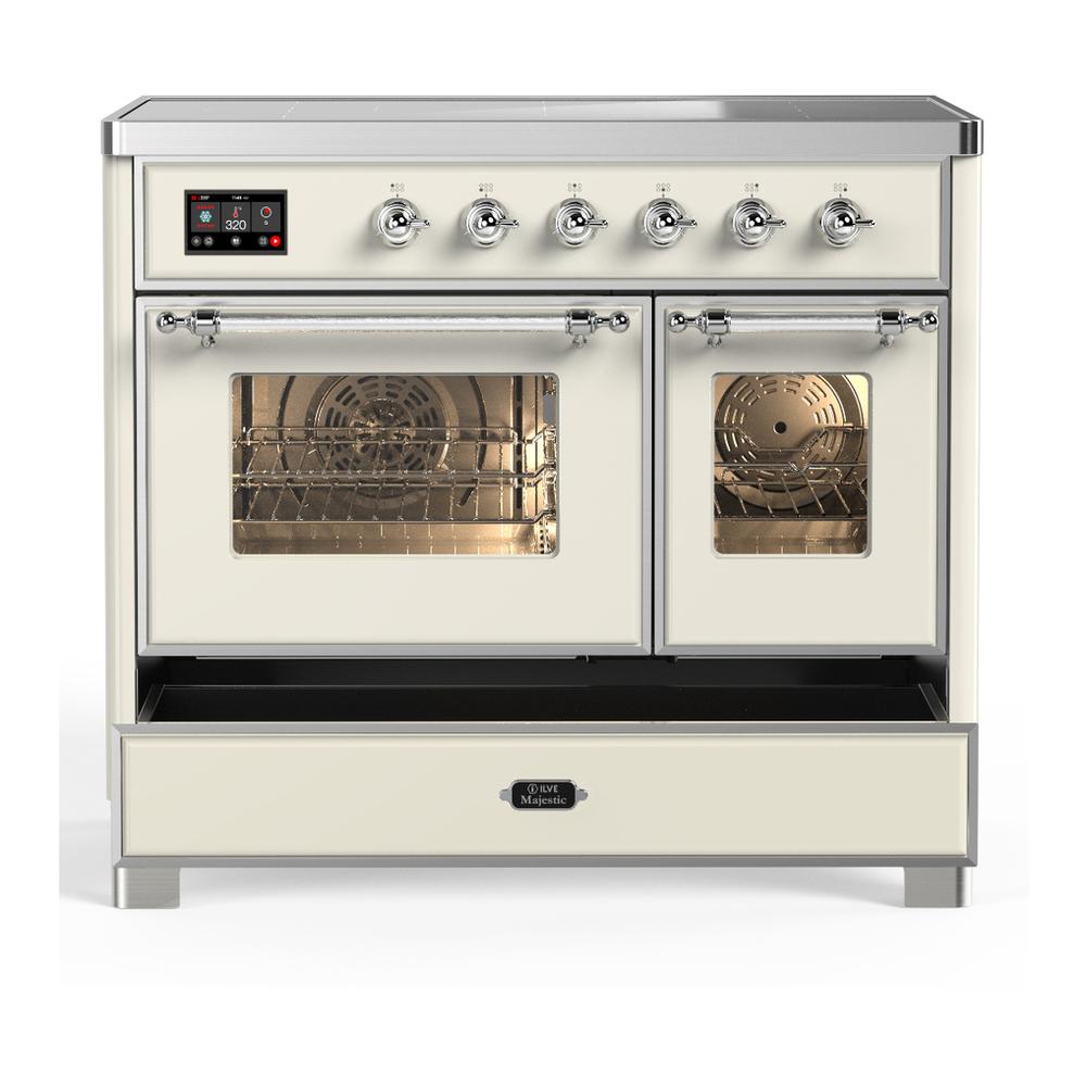 ILVE UMDIB40NR3AWC Majestic III 40 inch Induction Range with 6 Elements, 3.82 cu. ft. Total Oven Capacity (Triple Glass Door, Antique White, Chrome)