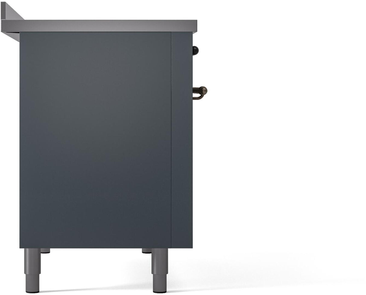 Nostalgie II 48 Inch Electric Freestanding Range in Blue Grey with Bronze Trim