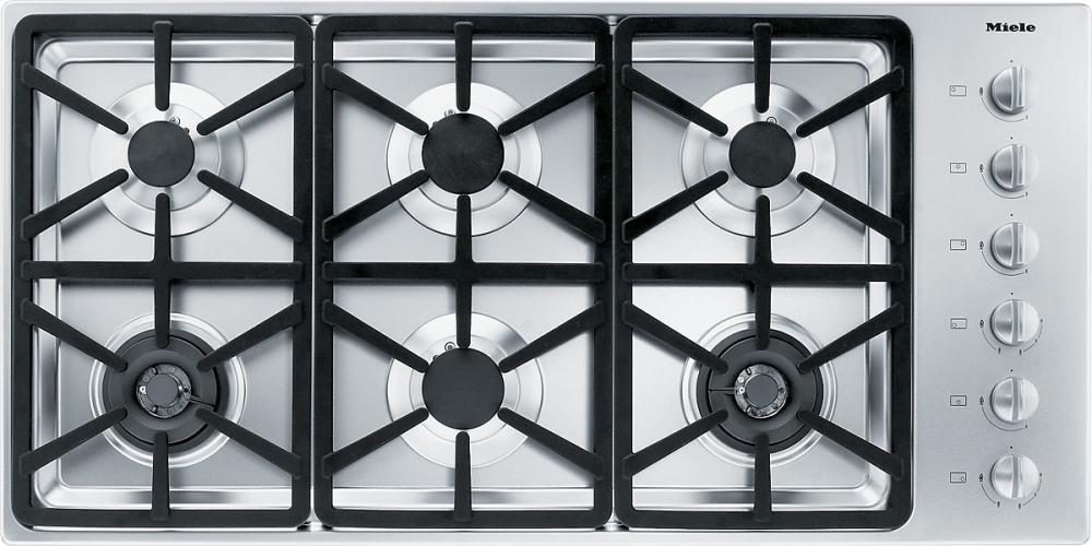 KM 3484 LP Gas cooktop with 2 dual wok burners for particularly versatile cooking convenience.