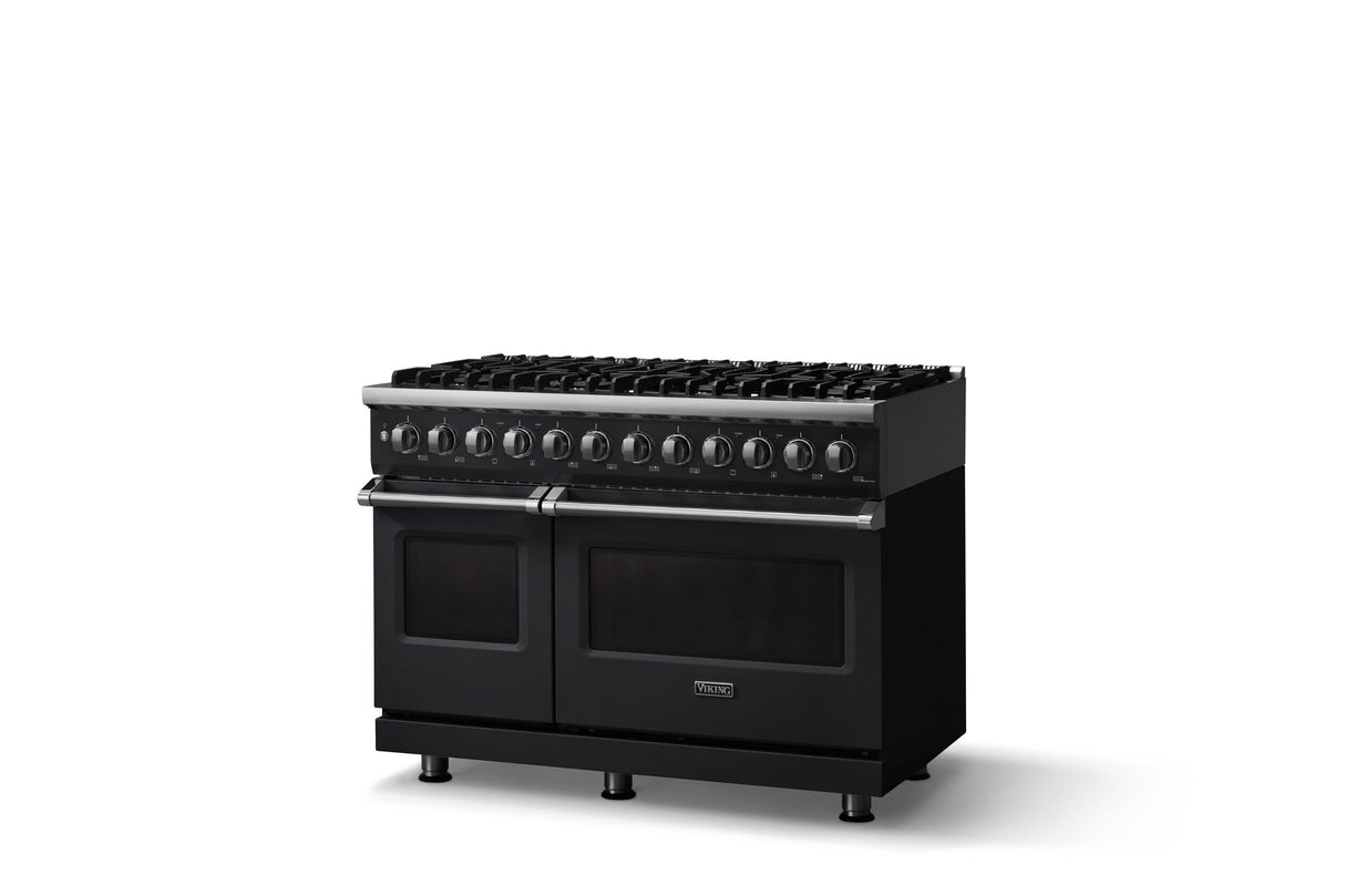 48"W. Dual Fuel Range (Burner: 8b, Finish: Onyx, Trim: Polished Chrome, Fuel: Natural Gas)