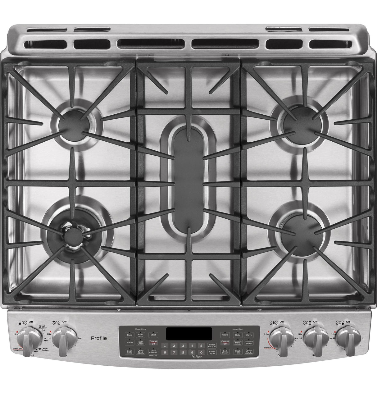GE Profile™ Series 30" Slide-In Front Control Double Oven Gas Range