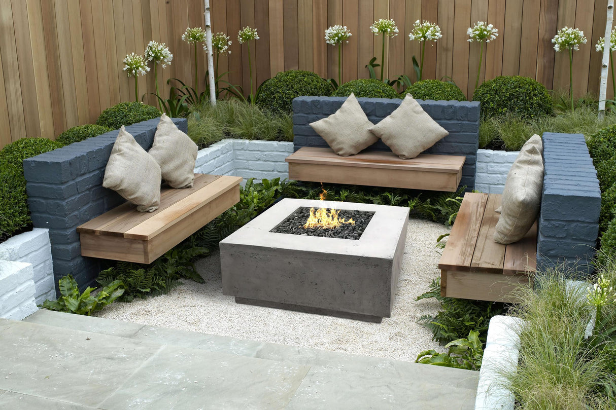Fire square table 36" x 36" Natural gas fired GFRC Gray