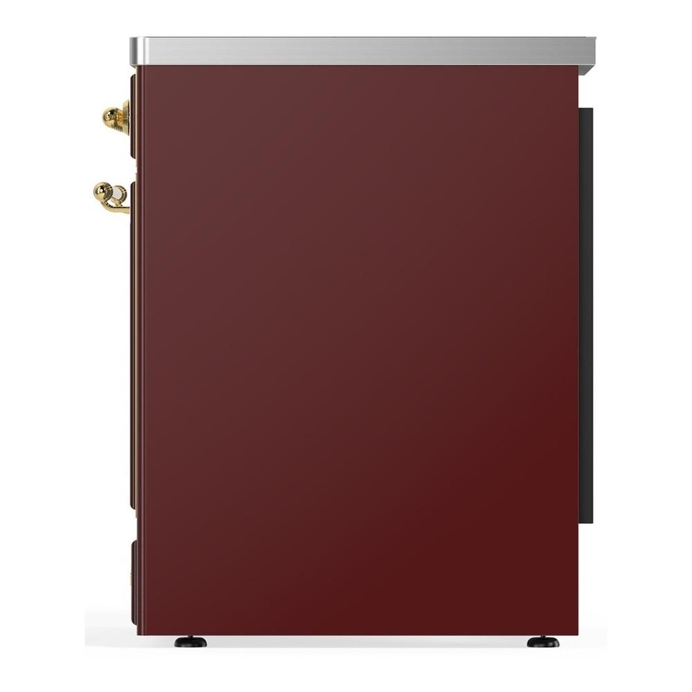 ILVE UMIB30QNR3BUG Majestic III 30 inch Induction Range with 4 Elements, 4 cu. ft. Oven Capacity (Solid Door, Burgundy, Brass)