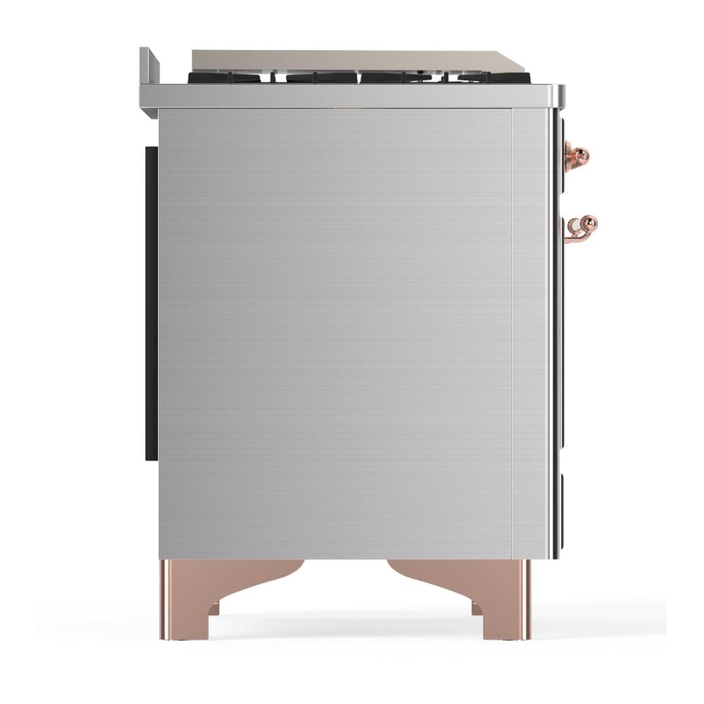 ILVE UM60FNR3SSP Majestic III 60 inch Dual Fuel Range with 9 Burners and Griddle, Dual Function Burner up to 25,000 BTU (Natural Gas, Triple Glass Door, Stainless Steel, Copper)