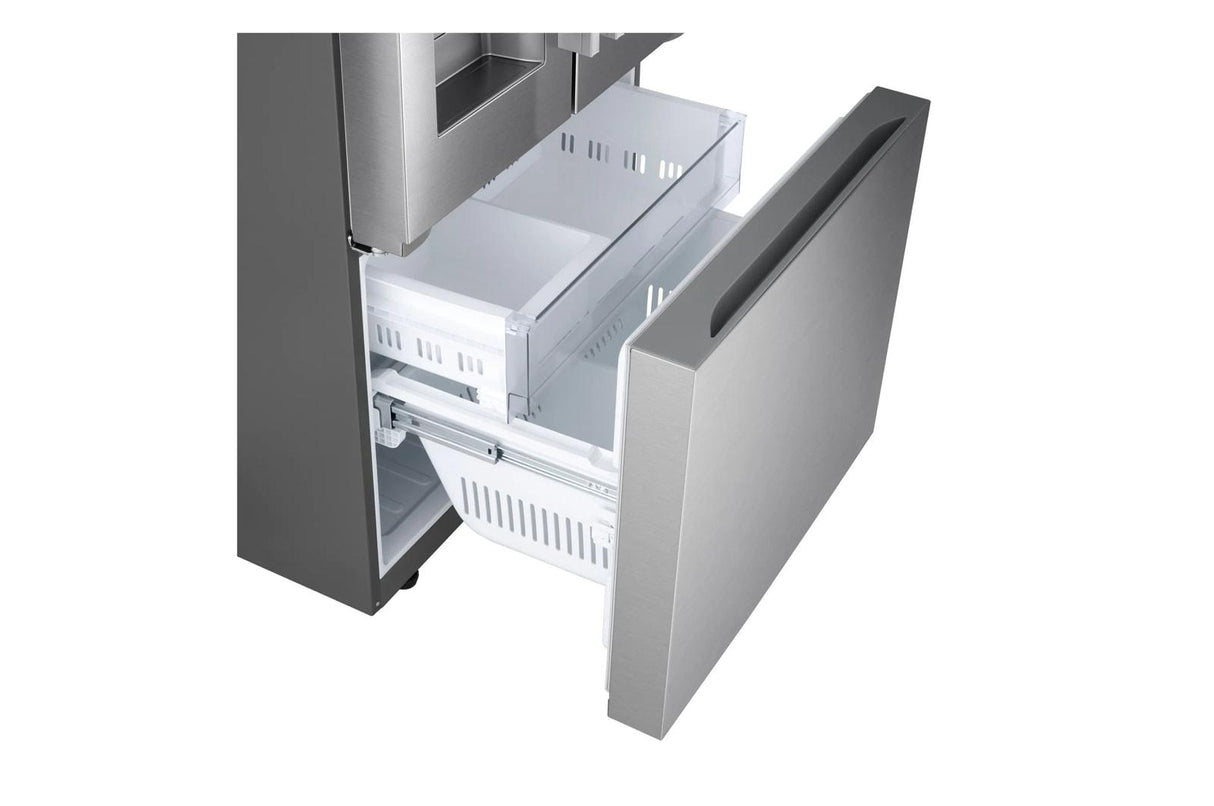 25 cu.ft. 3-Door French Door Refrigerator with Hybrid Handle Design and External Ice and Water Dispenser