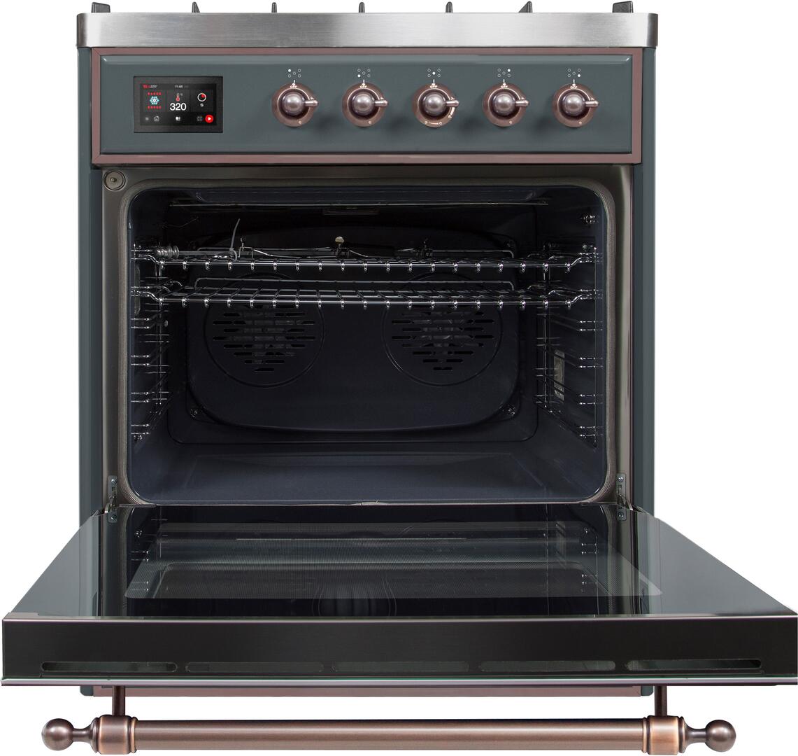 Majestic II 30 Inch Dual Fuel Liquid Propane Freestanding Range in Blue Grey with Bronze Trim
