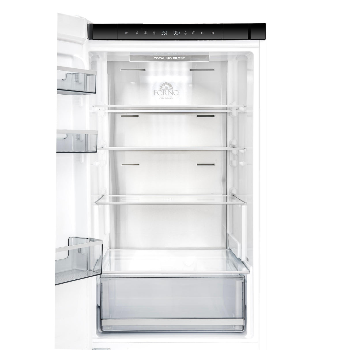 Custodia 24" Bottom Freezer, 10.3 cf., Left Swing, Ice Maker, Total No frost, White, Antique Brass handles