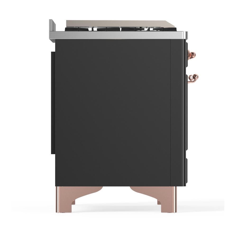 ILVE UM60FSNR3MGP Majestic III 60 inch Dual Fuel Range with 7 Burners, Griddle and French Top, Dual Function Burner with up to 25,000 BTU (Natural Gas, Triple Glass Door, Graphite Matte, Copper)