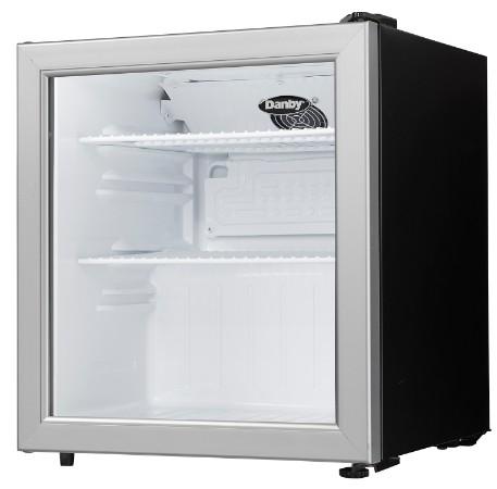 Danby 1.6 cu. ft. Compact Glass Door Fridge in Platinum