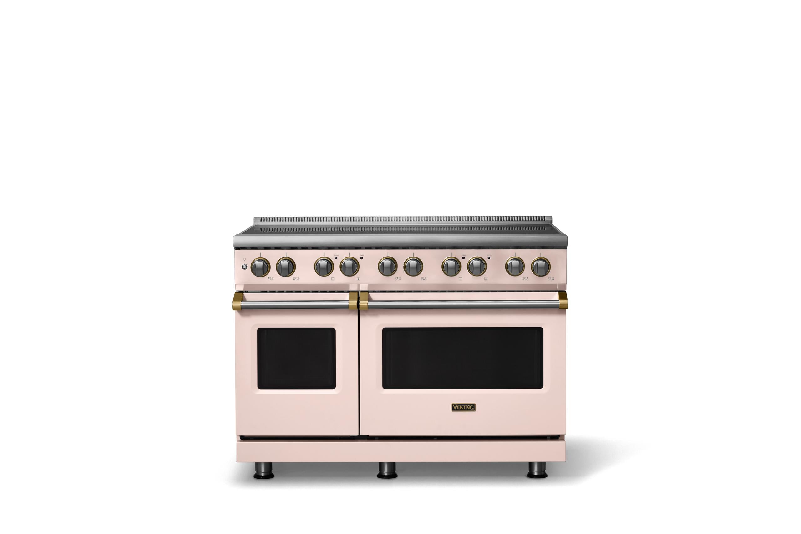 48"W. Induction Range (Finish: Blush, Trim: Brushed Brass)