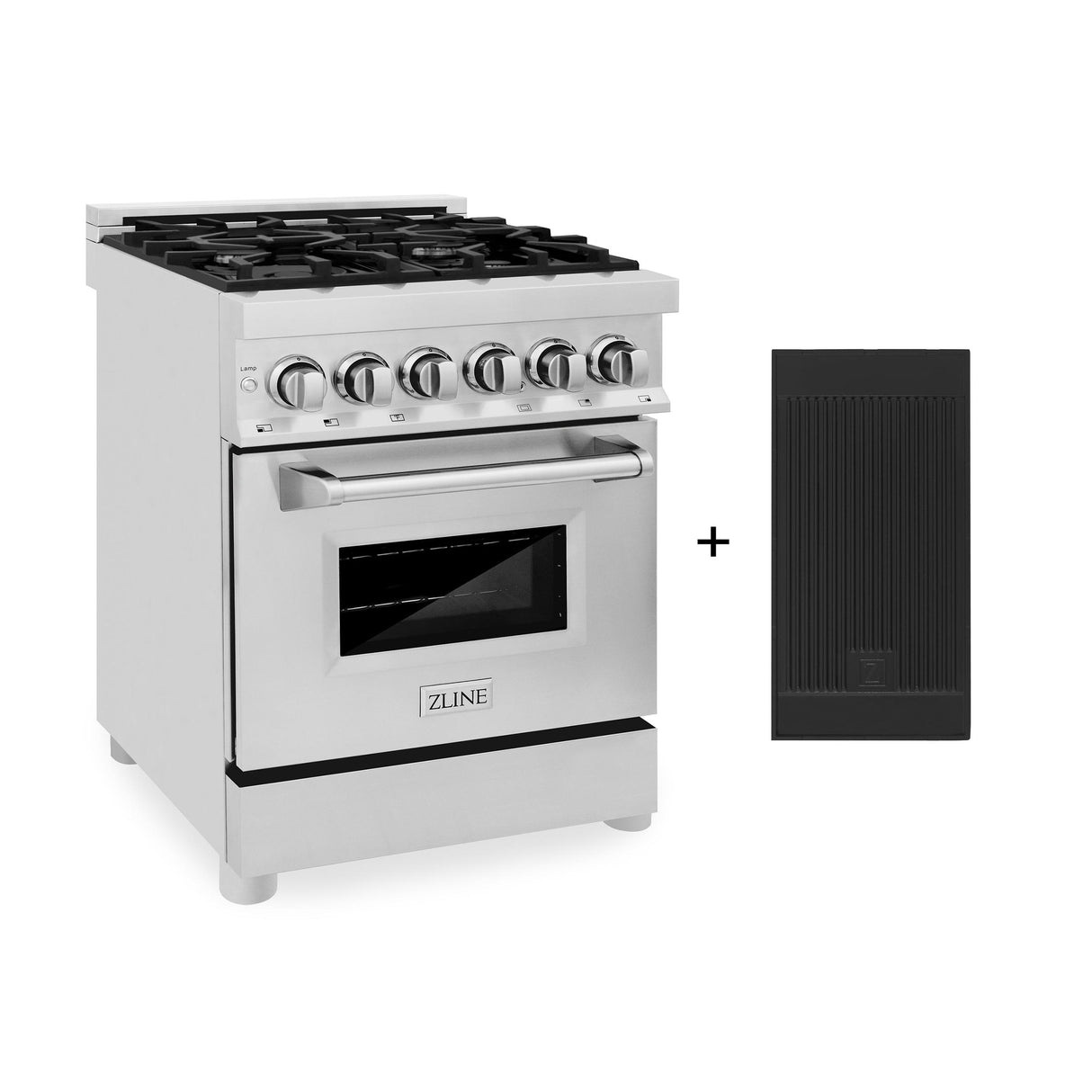 ZLINE 24 in. 2.8 cu. ft. Electric Oven and Gas Cooktop Dual Fuel Range with Griddle in Stainless Steel (RA-GR-24)