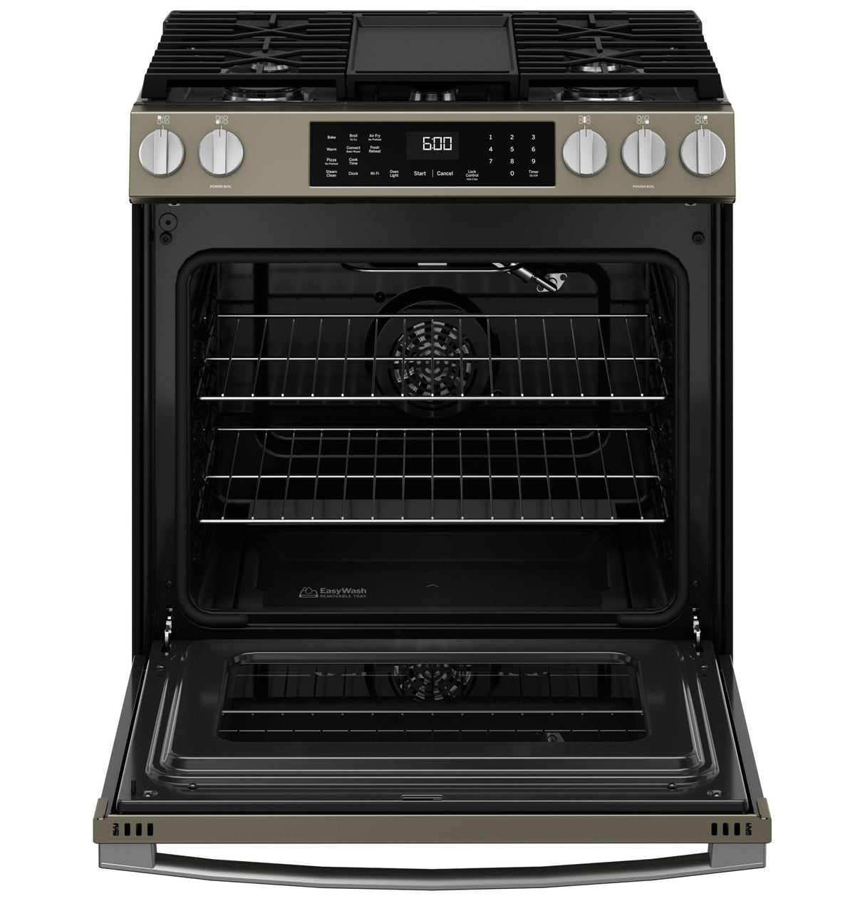 GE® 30" Slide-In Front-Control Convection Gas Range with No Preheat Air Fry and EasyWash™ Oven Tray