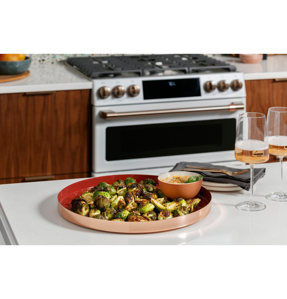 Café™ 30" Smart Slide-In, Front-Control, Dual-Fuel Range with Warming Drawer