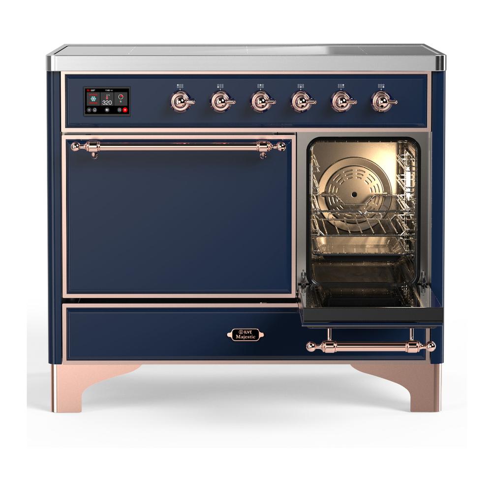 ILVE UMDIB40QNR3MBP Majestic III 40 inch Induction Range with 6 Elements, 3.82 cu. ft. Total Oven Capacity (Solid Door, Midnight Blue, Copper)