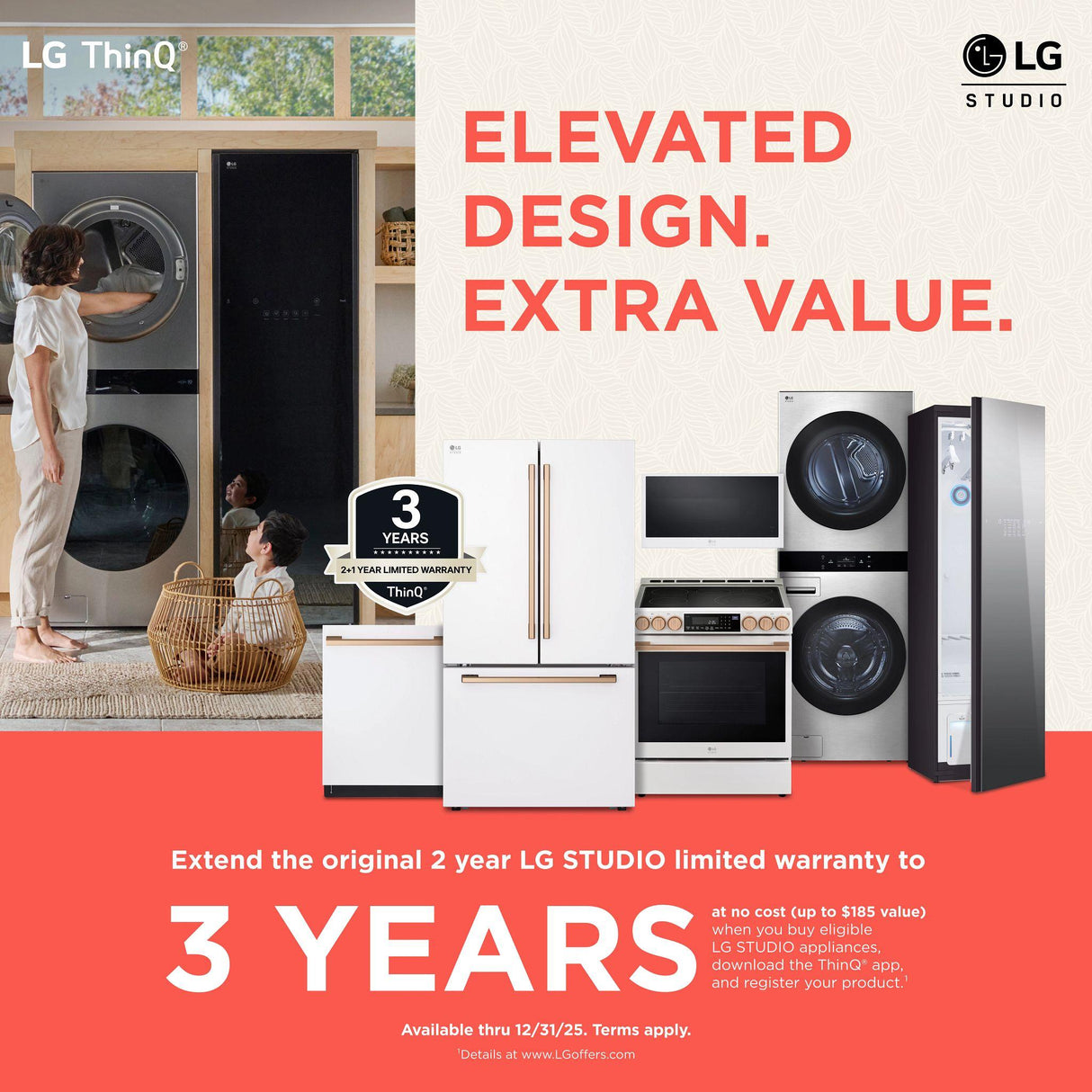 LG STUDIO WashTower™ with 5.0 cu.ft. Washer & 7.4 cu.ft. Dryer - Essence White