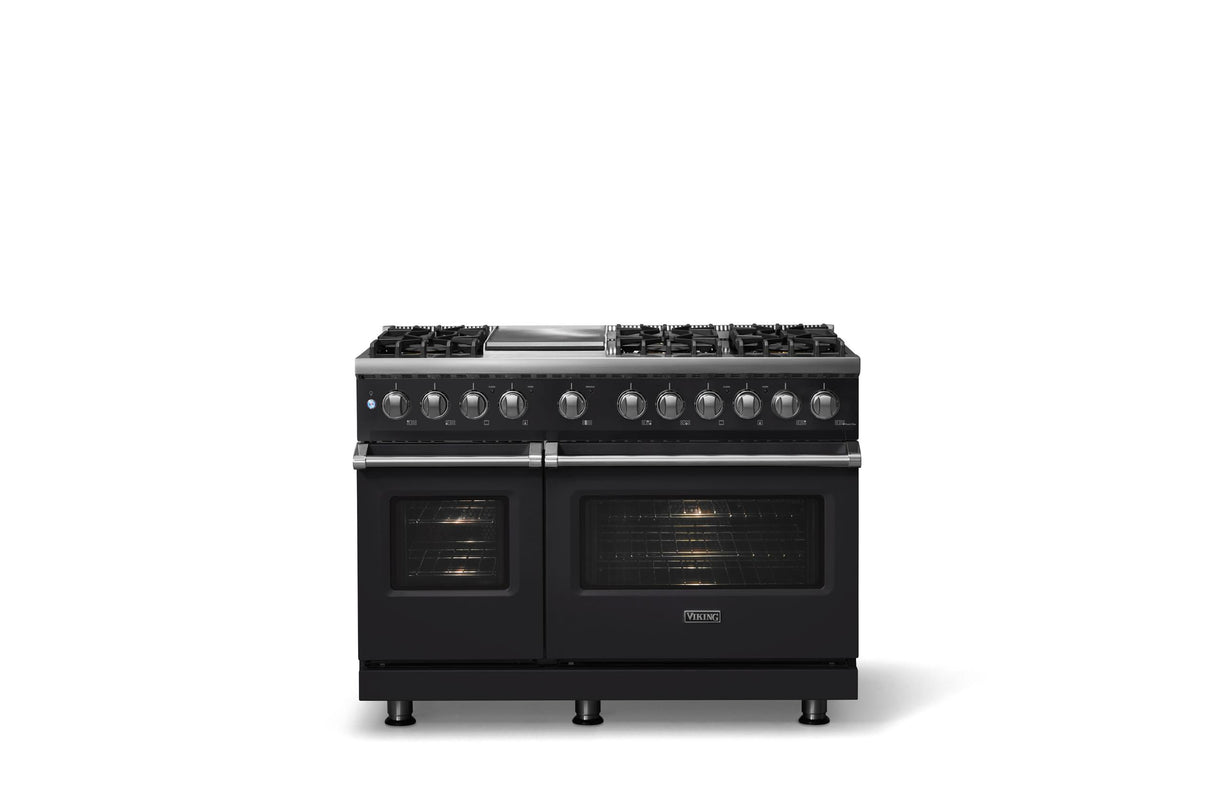 48"W. Dual Fuel Range (Burner: 6g, Finish: Onyx, Trim: Polished Chrome, Fuel: Natural Gas)