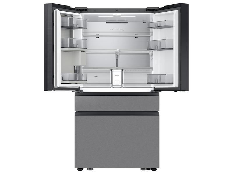 Bespoke 23 cu. ft. Counter Depth 4-Door French Door Refrigerator with AI Family Hub™+ & AI Vision Inside™ in Charcoal Glass and Stainless Steel