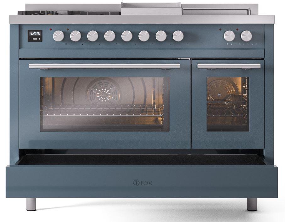 Professional Plus II 48 Inch Dual Fuel Liquid Propane Freestanding Range in Blue Grey with Trim