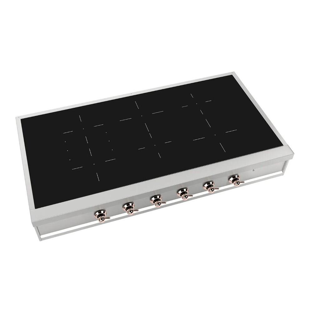 ILVE UHCPI486NSSP Nostalgie II 48 inch Built-In Induction Rangetop with 6 Elements, Stainless Steel (Copper)
