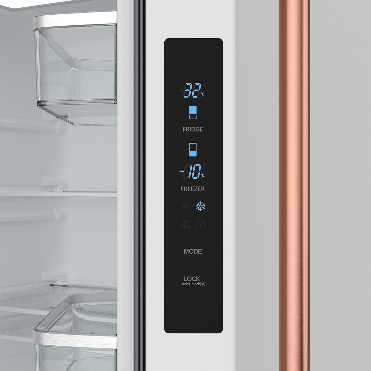 30 Inch French Door Counter Depth Refrigerator With Ice Maker - White/rose Gold Gordon Ramsay Series