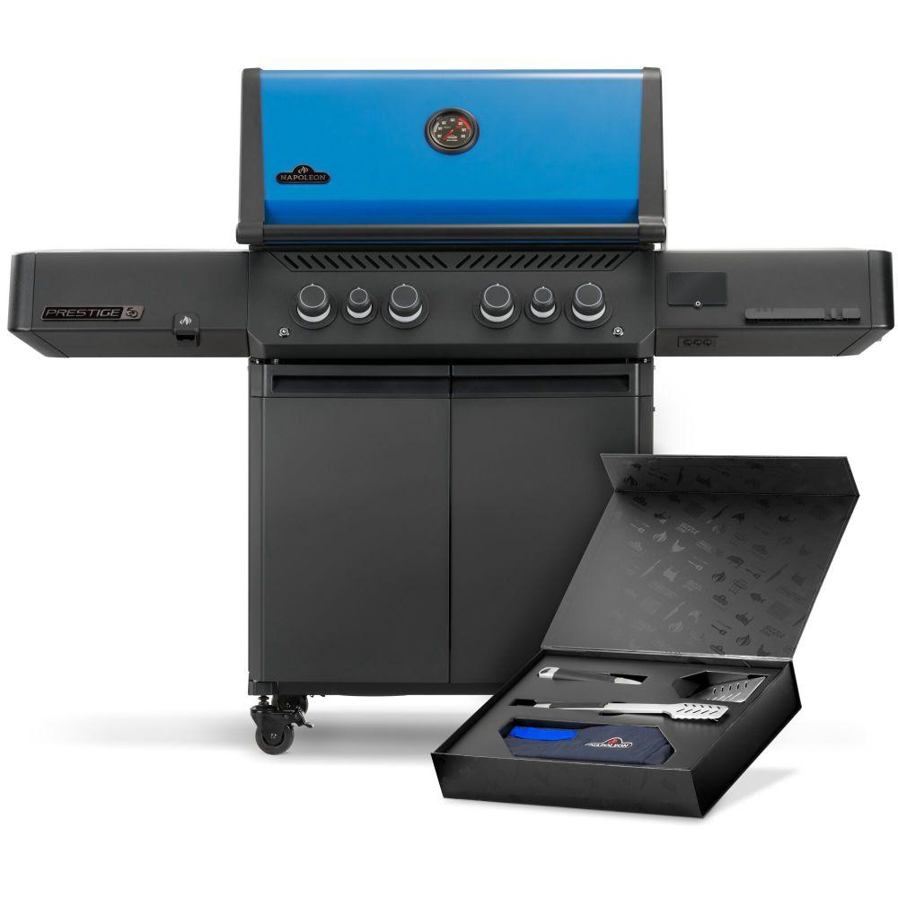 50thAnniversary Edition Prestige 500 Includes Commemorative Cover, Apron and Tool Set , Natural Gas, Black and Blue