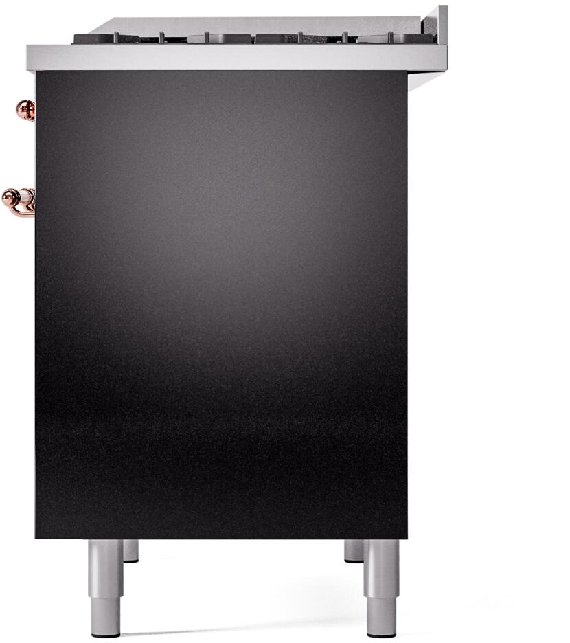 Nostalgie II 40 Inch Dual Fuel Liquid Propane Freestanding Range in Glossy Black with Copper Trim