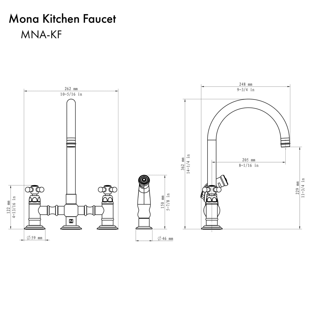 ZLINE Mona Kitchen Faucet in Chrome (MNA-KF-CH)