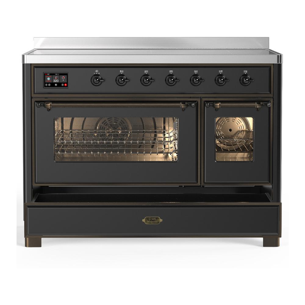 ILVE UMIB48NR3MGB Majestic III 48 inch Induction Range with 6 Elements, 5.02 cu. ft. Total Oven Capacity (Triple Glass Door, Graphite Matte, Burnished)