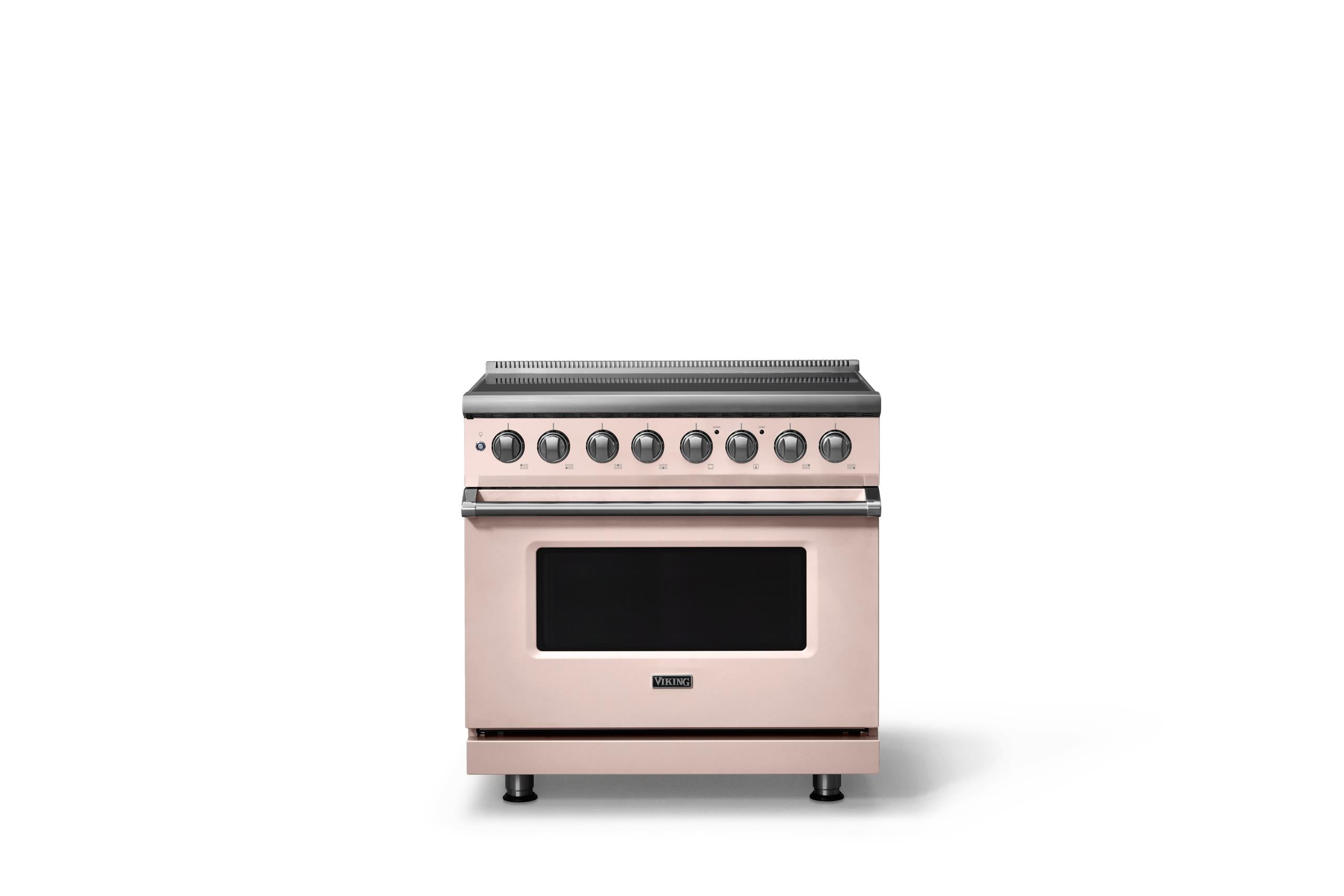36"W. Induction Range (Finish: Blush, Trim: Polished Chrome)