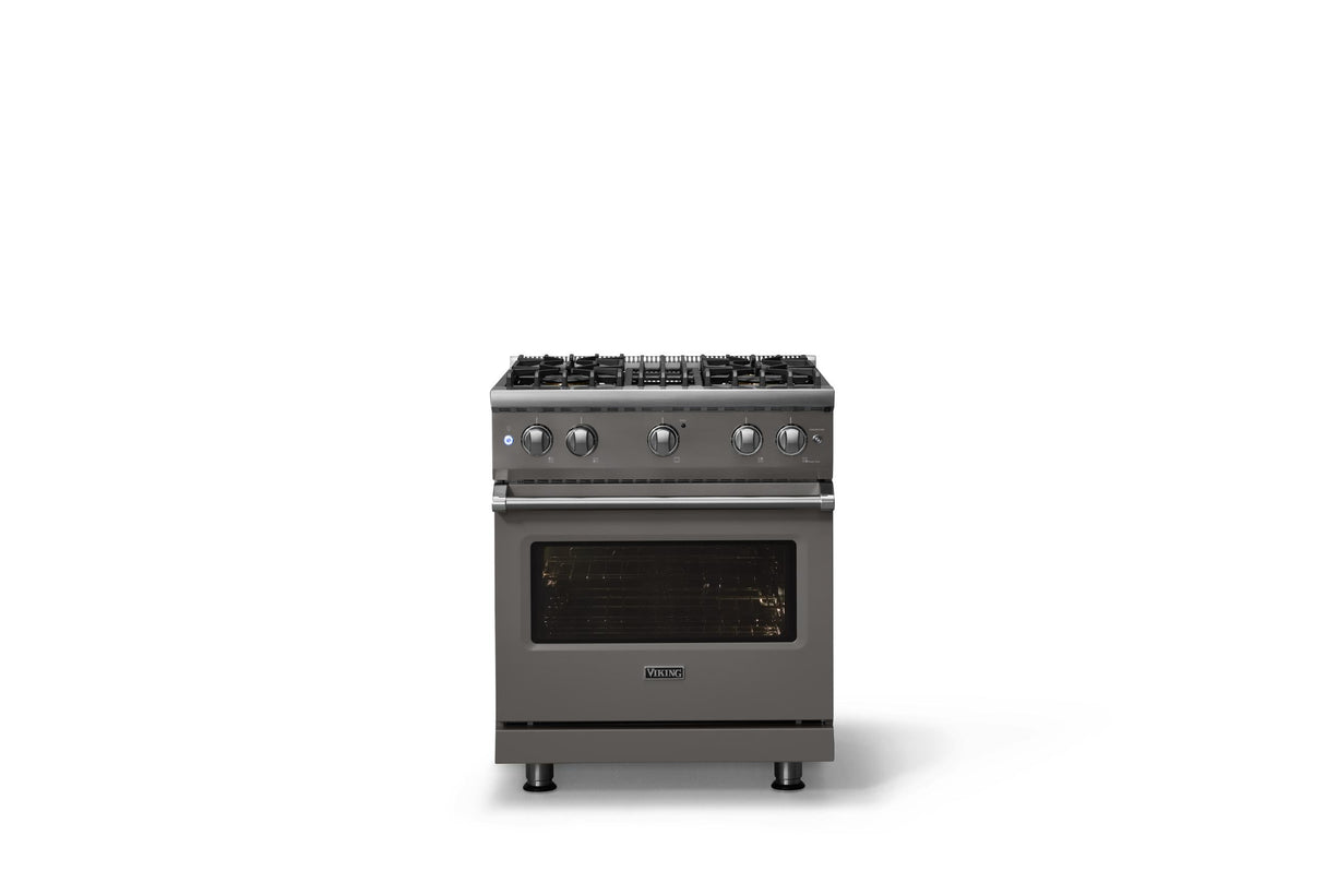 30"W. Sealed Burner Gas Range (Finish: Damascus Gray, Trim: Polished Chrome, Fuel: Natural Gas)