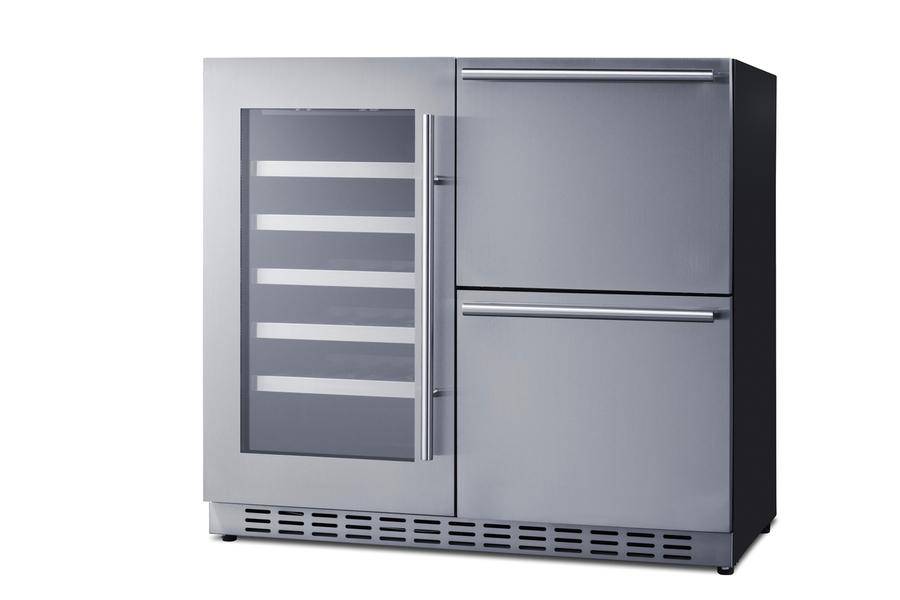 36" Wide Combination Wine Cellar & 2-drawer Refrigerator, ADA Compliant