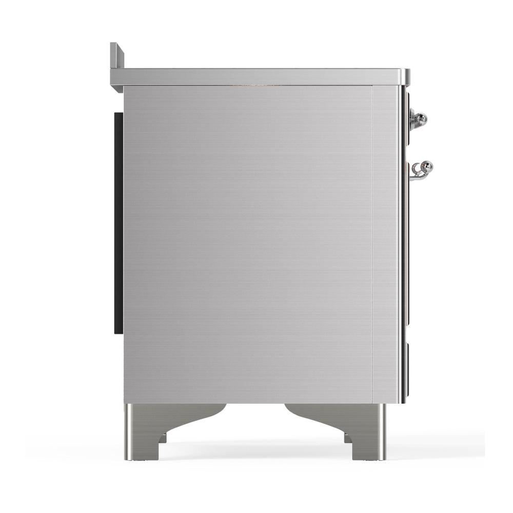 ILVE UMIB48QNR3SSC Majestic III 48 inch Induction Range with 6 Elements, 5.02 cu. ft. Total Oven Capacity (Solid Door, Stainless Steel, Chrome)