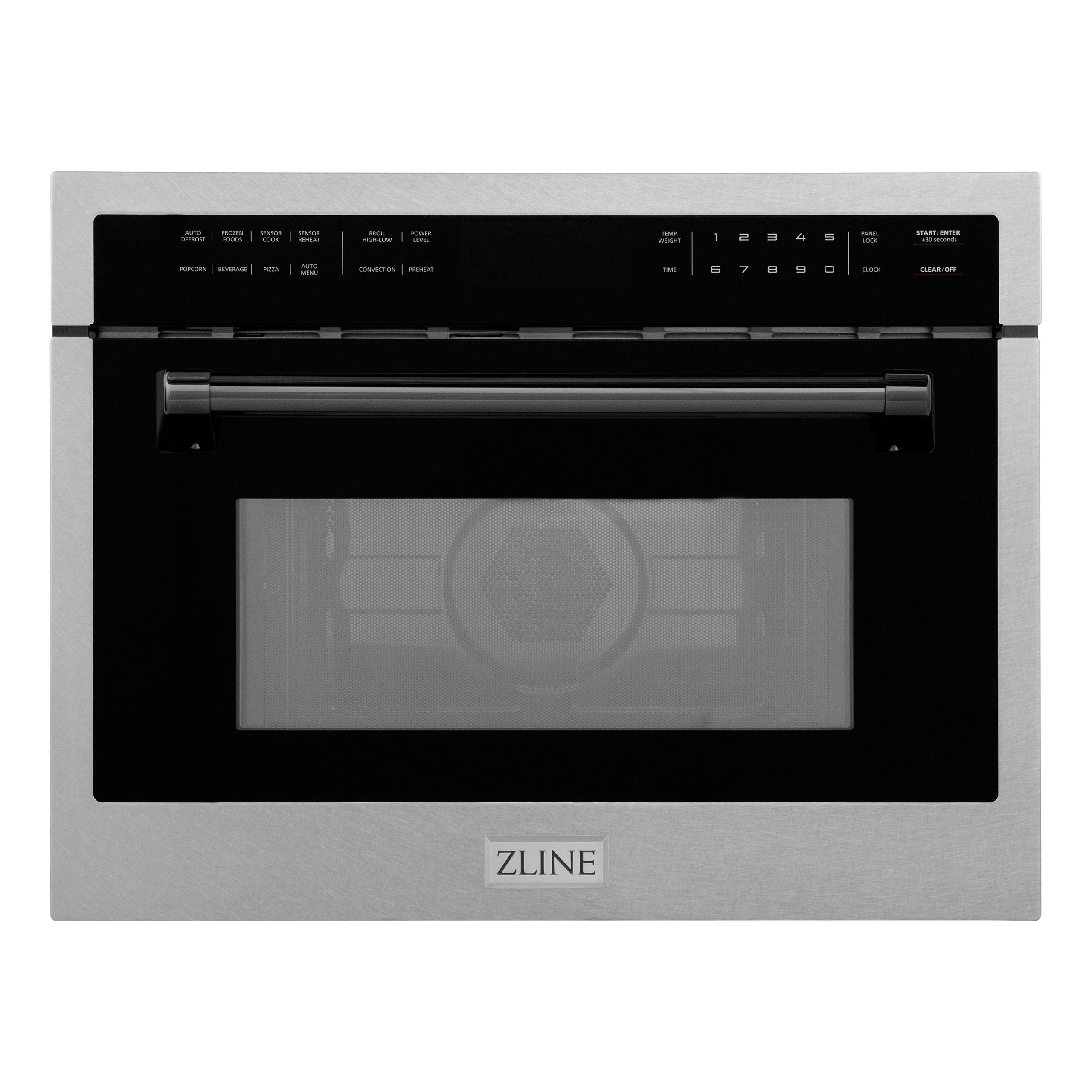 ZLINE 24 In. Autograph Microwave Oven in DuraSnow Stainless with Matte Black Accents (MWOZ-24-SS-MB)