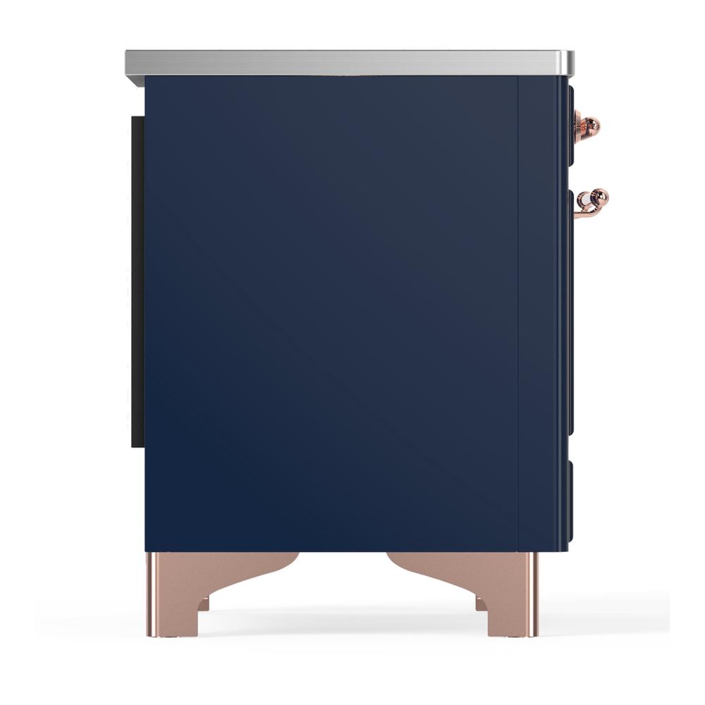 ILVE UMDIB40NR3MBP Majestic III 40 inch Induction Range with 6 Elements, 3.82 cu. ft. Total Oven Capacity (Triple Glass Door, Midnight Blue, Copper)