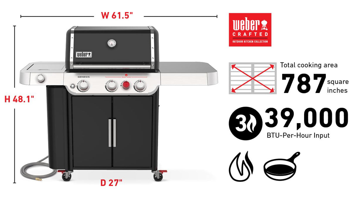 Genesis E-335 Gas Grill (Natural Gas) - Deep Ocean Blue