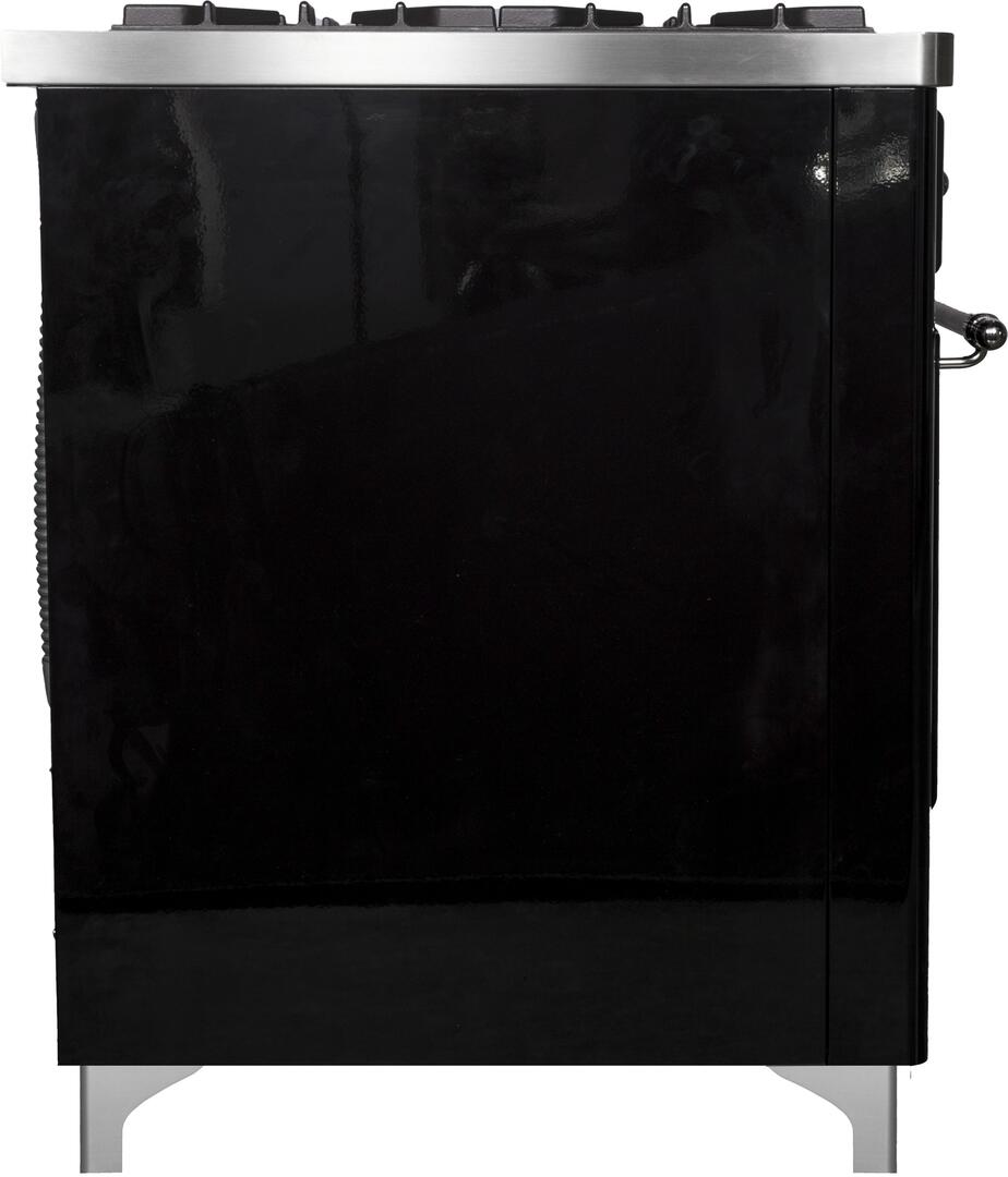 Majestic II 40 Inch Dual Fuel Liquid Propane Freestanding Range in Glossy Black with Chrome Trim
