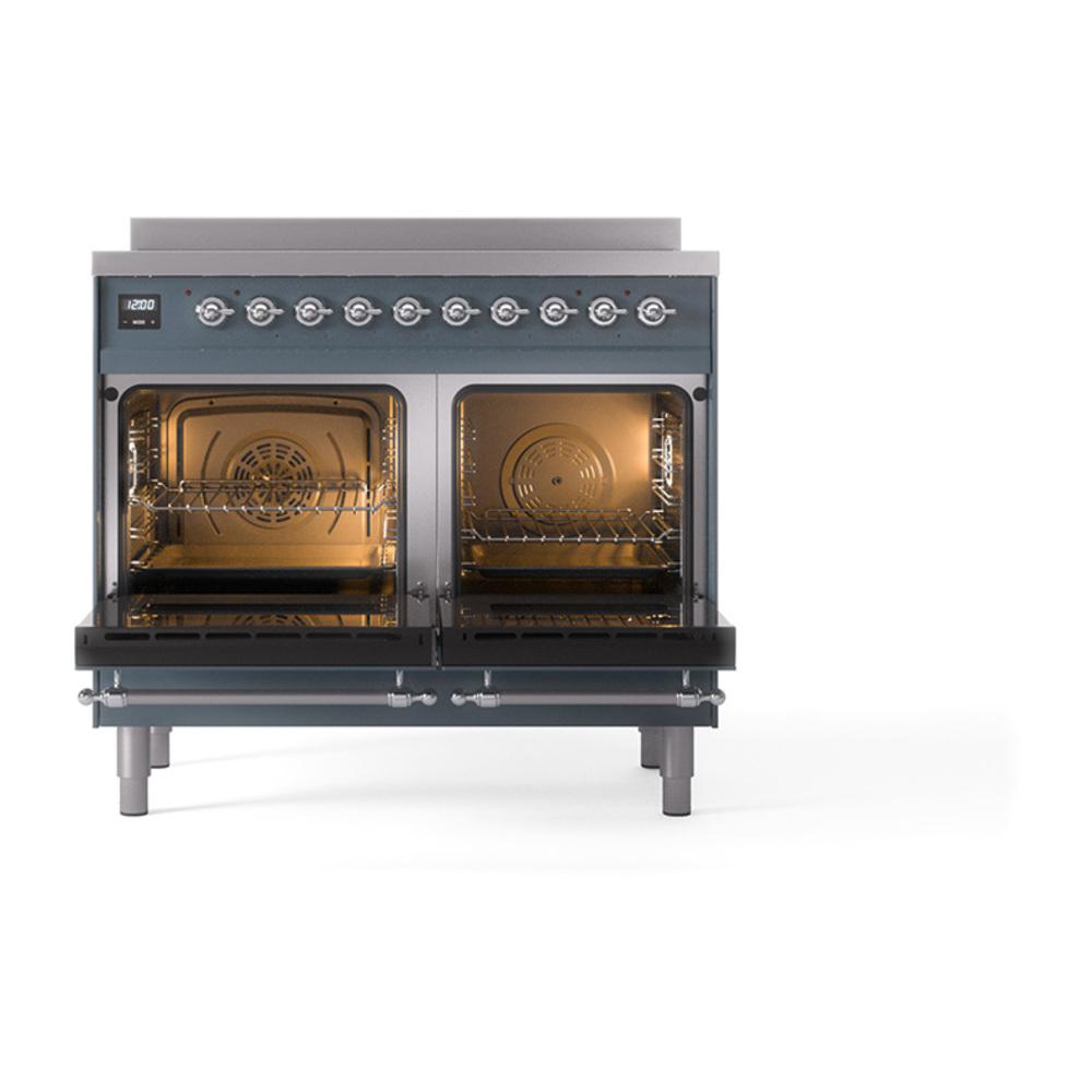 ILVE UNDI406NMPBGC Nostalgie II Noblesse 40 inch Induction Range (Triple Glass Door, Blue Grey, Chrome)
