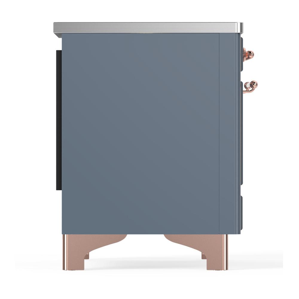 ILVE UMDIB40NR3BGP Majestic III 40 inch Induction Range with 6 Elements, 3.82 cu. ft. Total Oven Capacity (Triple Glass Door, Blue Grey, Copper)