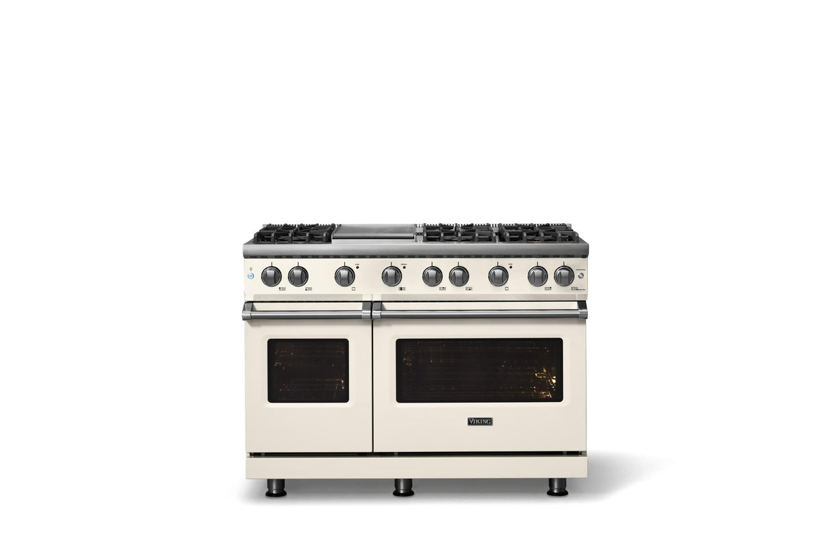 48"W. Sealed Burner Gas Range (Burner: 6g, Finish: Pure White, Trim: Polished Chrome, Fuel: Natural Gas)