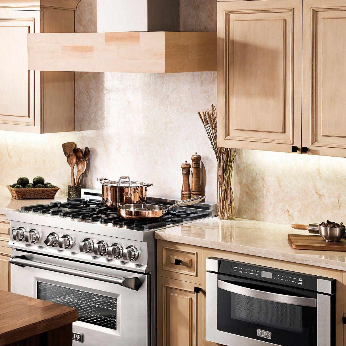 ZLINE 48 in. 1200 CFM Designer Series Wooden Wall Mount Range Hood in Butcher Block (681M-48)