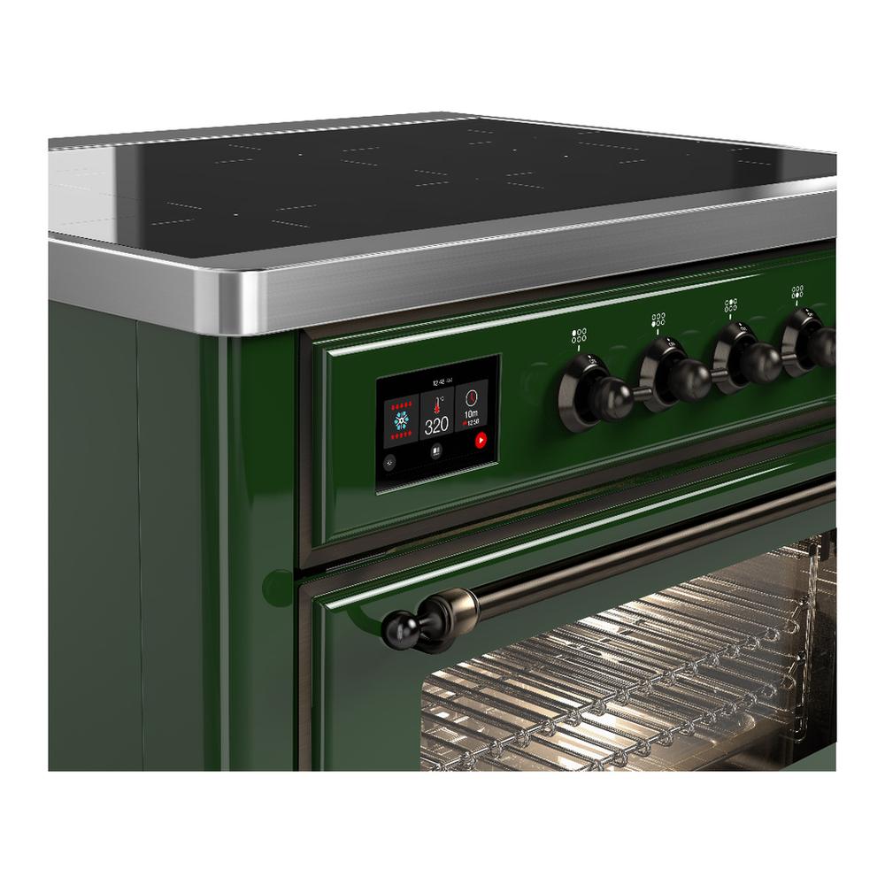ILVE UMIB36NR3EGB Majestic III 36 inch Induction Range with 6 Elements, 3.5 cu. ft. Total Oven Capacity (Triple Glass Door, Emerald Green, Burnished)