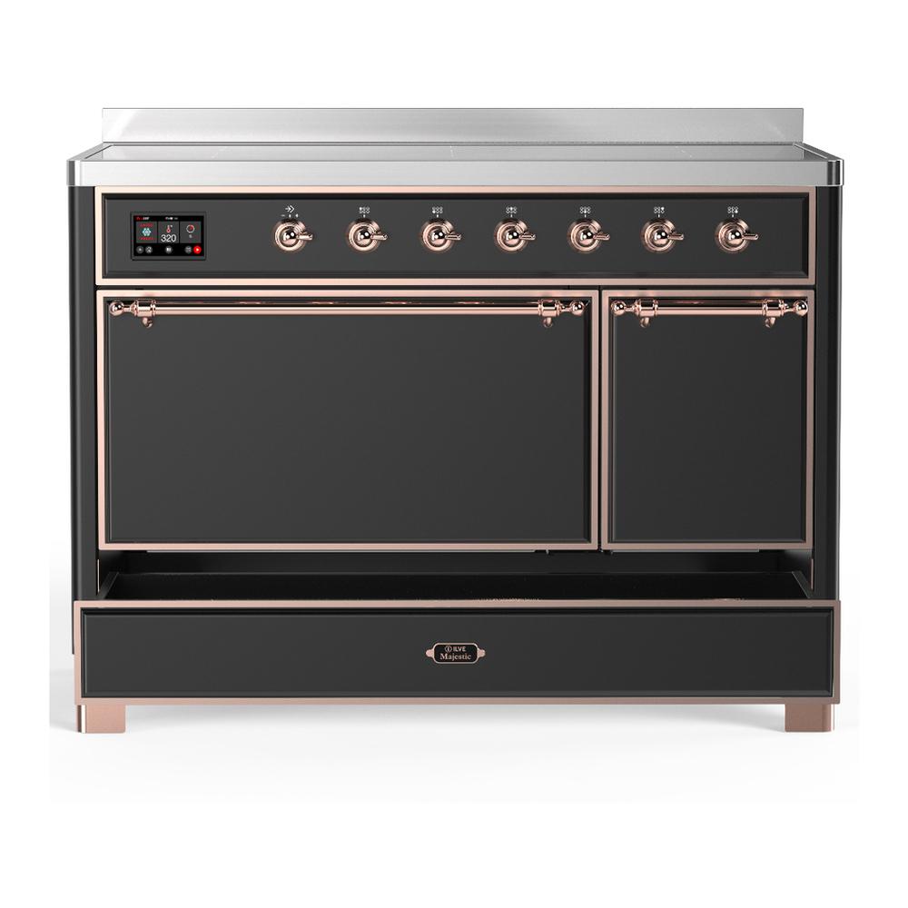 ILVE UMIB48QNR3MGP Majestic III 48 inch Induction Range with 6 Elements, 5.02 cu. ft. Total Oven Capacity (Solid Door, Graphite Matte, Copper)