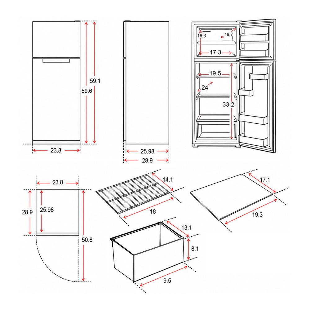 Verona VEFTF2412RWH 24 inch Top Freezer Refrigerator with 12 cu. ft. Total Capacity, Reversible Doors, Recessed Handle, Energy Star (White)