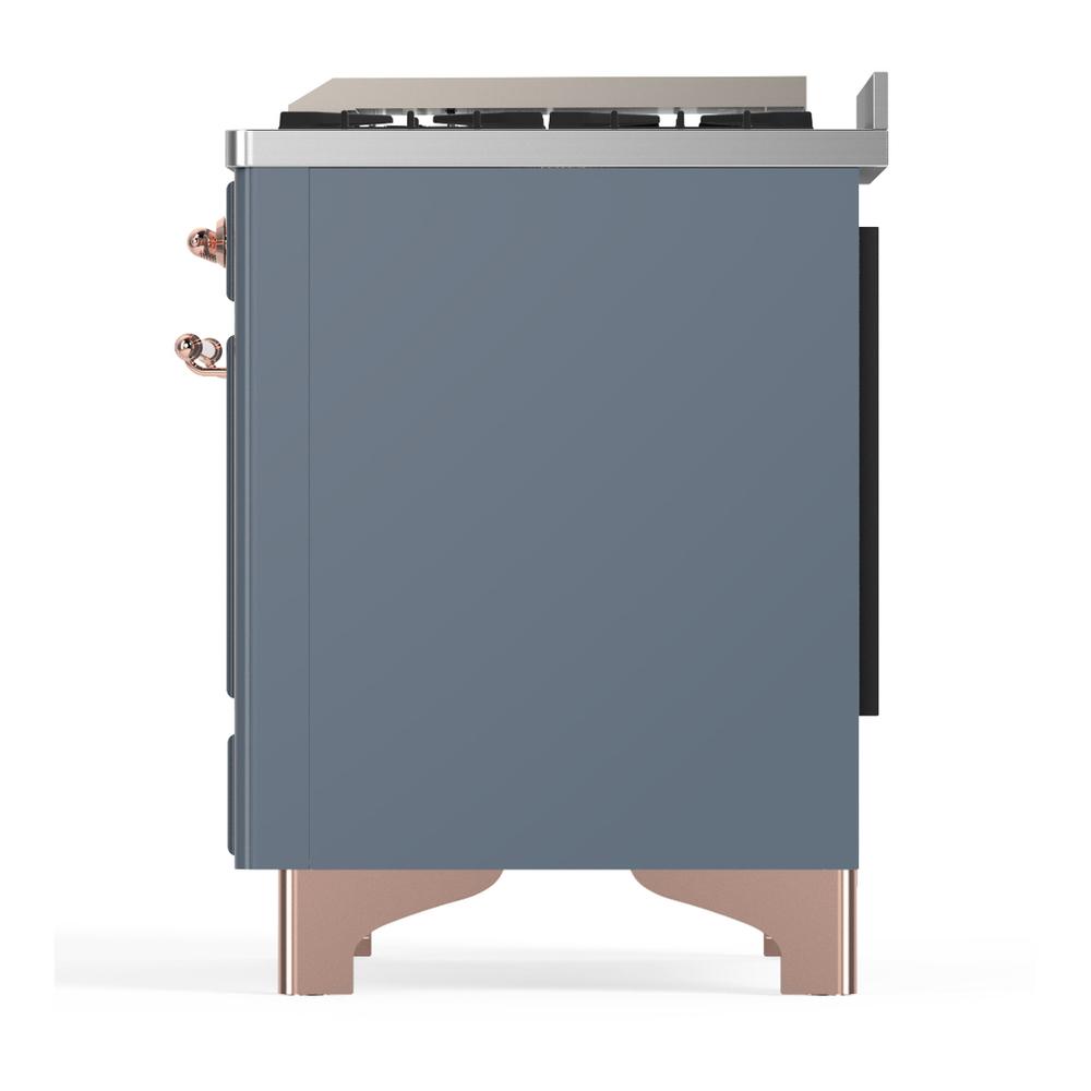 ILVE UM60FQNR3BGP Majestic III 60 inch Dual Fuel Range with 9 Burners and Griddle, Dual Function Burner up to 25,000 BTU (Natural Gas, Solid Door, Blue Grey, Copper)